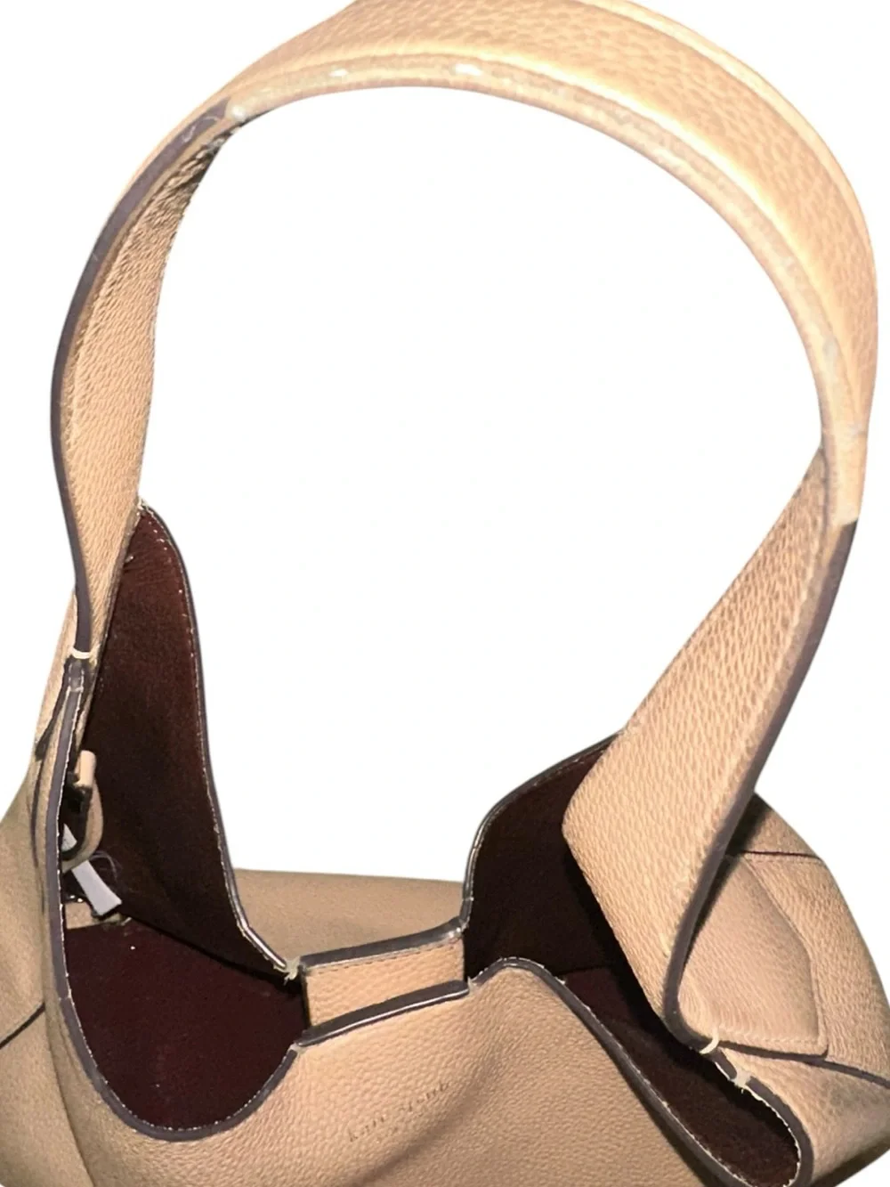 Kate Spade New York Pebbled Leather Shoulder Bag Zipper Pouch Insert Blush Beige